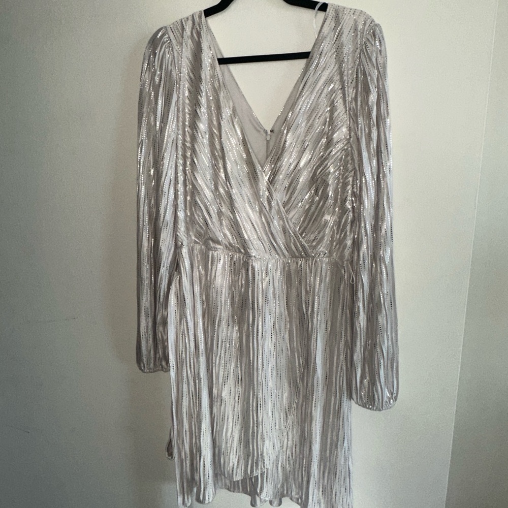 Guess Metallic Silver Holiday Dress Plus